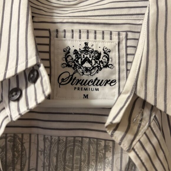 Sharp Fit Button Up Dress Shirt for Men - B/W stripes with Special Graphics NWOT - Picture 6 of 9